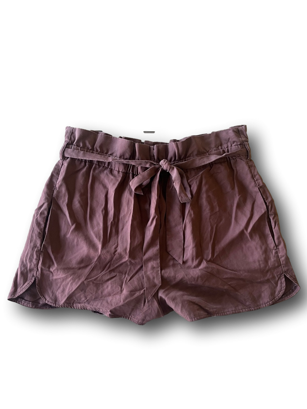 Express High-Waist Paperbag Shorts with Belt - Brownish Plum